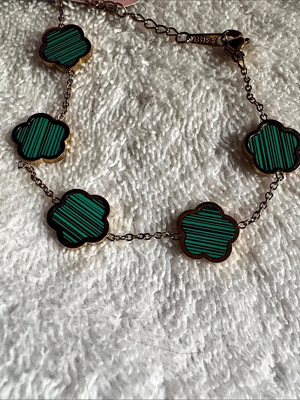 Green & Gold Floral Link bracelet